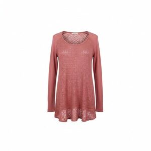 Grace & Lace Oversize Hi-Lo Soft Tunic Crochet Knit Long Sleeve Women's Small